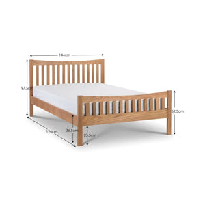 Julian Bowen Bergamo Solid White Oak Wooden Bed Frame with Sprung Slatted Base - Sleek Furniture