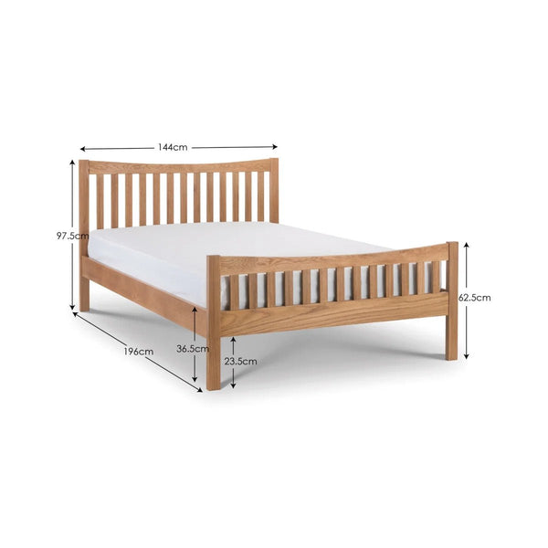 Julian Bowen Bergamo Solid White Oak Wooden Bed Frame with Sprung Slatted Base - Sleek Furniture