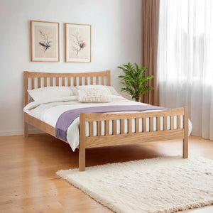 Julian Bowen Bergamo Solid White Oak Wooden Bed Frame with Sprung Slatted Base - Sleek Furniture