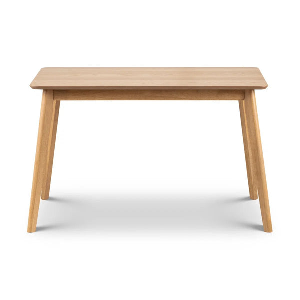 Julian Bowen Boden Oak Veneer Rectangular Dining Table with Tapered Legs, Natural Oak Finish, Seats Up to 4 - Sleek Furniture