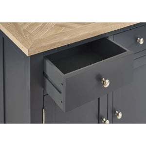 Julian Bowen Bordeaux Dark Grey Parquet Sideboard – Rustic Wooden Storage Cabinet with Spacious Shelves & Cupboards - Sleek Furniture