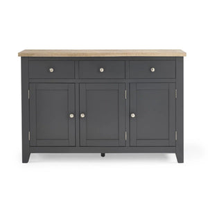 Julian Bowen Bordeaux Dark Grey Parquet Sideboard – Rustic Wooden Storage Cabinet with Spacious Shelves & Cupboards - Sleek Furniture