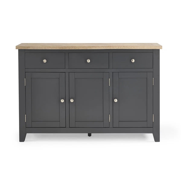 Julian Bowen Bordeaux Dark Grey Parquet Sideboard – Rustic Wooden Storage Cabinet with Spacious Shelves & Cupboards - Sleek Furniture