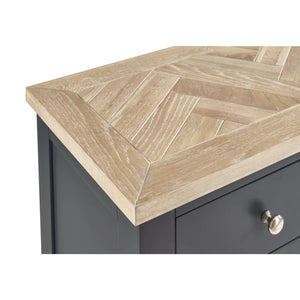 Julian Bowen Bordeaux Dark Grey Parquet Sideboard – Rustic Wooden Storage Cabinet with Spacious Shelves & Cupboards - Sleek Furniture
