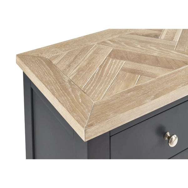 Julian Bowen Bordeaux Dark Grey Parquet Sideboard – Rustic Wooden Storage Cabinet with Spacious Shelves & Cupboards - Sleek Furniture