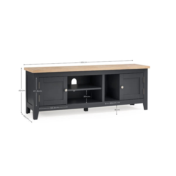 Julian Bowen Bordeaux Dark Grey Parquet TV Unit – Wooden Entertainment Stand with Storage for Living Room - Sleek Furniture