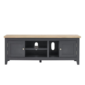 Julian Bowen Bordeaux Dark Grey Parquet TV Unit – Wooden Entertainment Stand with Storage for Living Room - Sleek Furniture