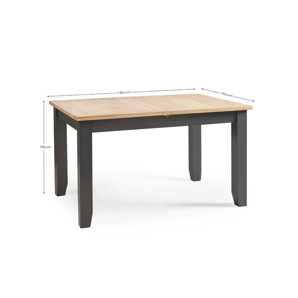 Julian Bowen Bordeaux Grey Extending Dining Table with Parquet Top & Butterfly Extension - Sleek Furniture