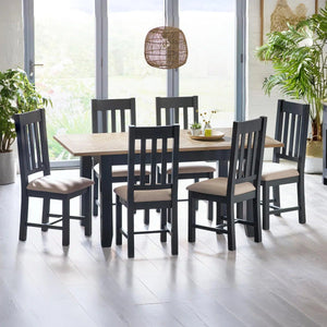 Julian Bowen Bordeaux Grey Extending Dining Table with Parquet Top & Butterfly Extension - Sleek Furniture
