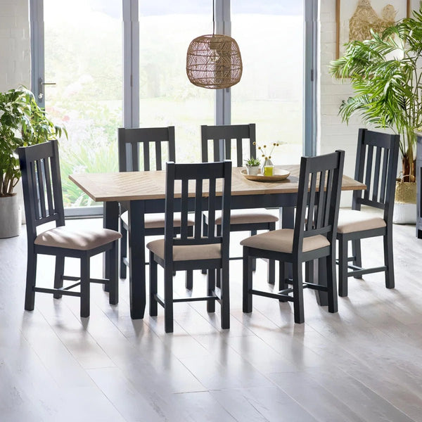 Julian Bowen Bordeaux Grey Extending Dining Table with Parquet Top & Butterfly Extension - Sleek Furniture
