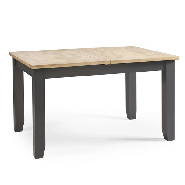 Julian Bowen Bordeaux Grey Extending Dining Table with Parquet Top & Butterfly Extension - Sleek Furniture