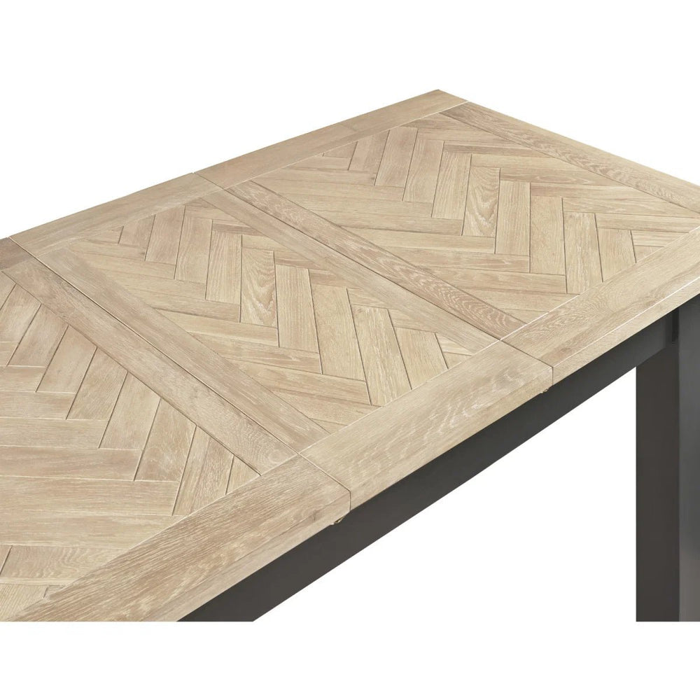 Julian Bowen Bordeaux Grey Extending Dining Table with Parquet Top & Butterfly Extension - Sleek Furniture