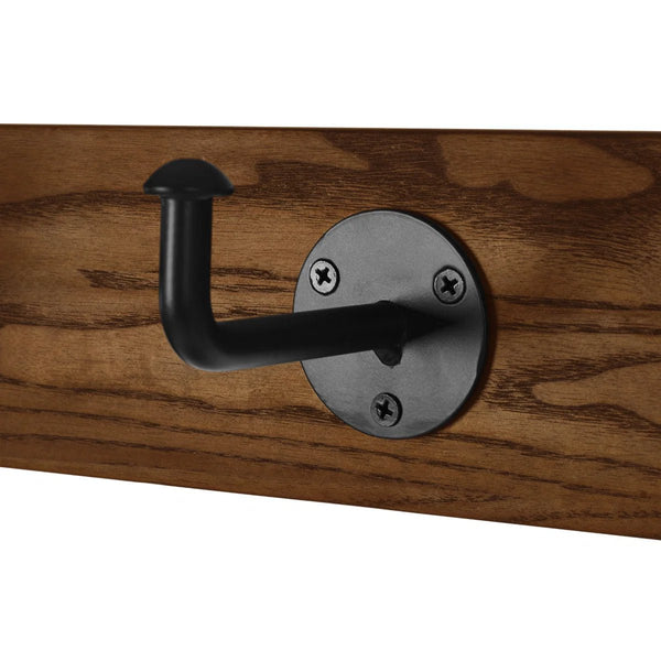 Julian Bowen Boston Industrial Hallway Stand with Storage Bench, Solid Elm Wood Seat, 5 Coat Hooks & Powder-Coated Steel Frame, Mocha Finish - Sleek Furniture