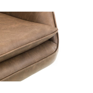Julian Bowen Bowery 360° Swivel Accent Chair in Brown Faux Leather with Black Metal Base – Modern Industrial Lounge Chair - Sleek Furniture