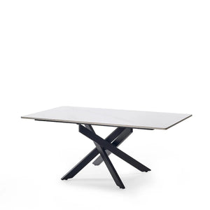 Julian Bowen Bradley Rectangular White Marble Effect Ceramic Top Coffee Table with Black Powder-Coated Steel Spider Legs – Modern Living Room Centre Table (110 x 60 x 45 cm) - Sleek Furniture