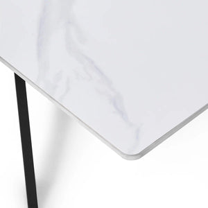 Julian Bowen Bradley Rectangular White Marble Effect Ceramic Top Coffee Table with Black Powder-Coated Steel Spider Legs – Modern Living Room Centre Table (110 x 60 x 45 cm) - Sleek Furniture