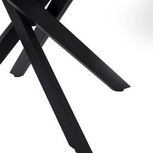 Julian Bowen Bradley White Marble Effect Ceramic Dining Table with Black Spider Steel Legs – 160cm Modern Luxury Dining Table - Sleek Furniture