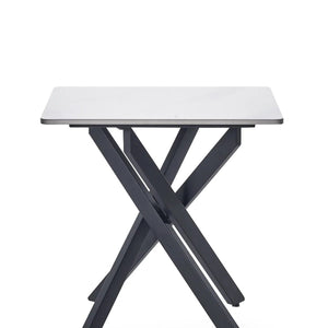 Julian Bowen Bradley White Marble Effect Ceramic Lamp Table with Black Steel Spider Legs – Modern Round Side Table for Living Room, Bedroom & Lounge - Sleek Furniture