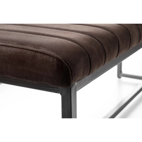 Julian Bowen Brooklyn 2 Seater Upholstered Dining Bench – Charcoal Grey Suede Effect Seat with Industrial Gunmetal Metal Frame for Dining Room, Kitchen & Hallway - Sleek Furniture