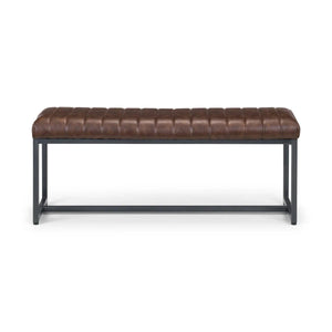 Julian Bowen Brooklyn Industrial Faux Leather 2 Seater Upholstered Dining Bench – Vintage Brown & Gunmetal Frame - Sleek Furniture