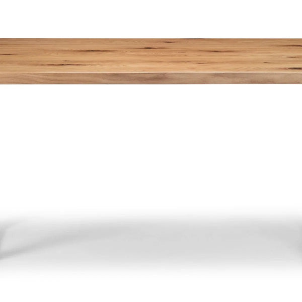Julian Bowen Brooklyn Solid Oak Dining Table with Industrial Metal Trapeze Legs for 6 Seater Dining Room - Sleek Furniture