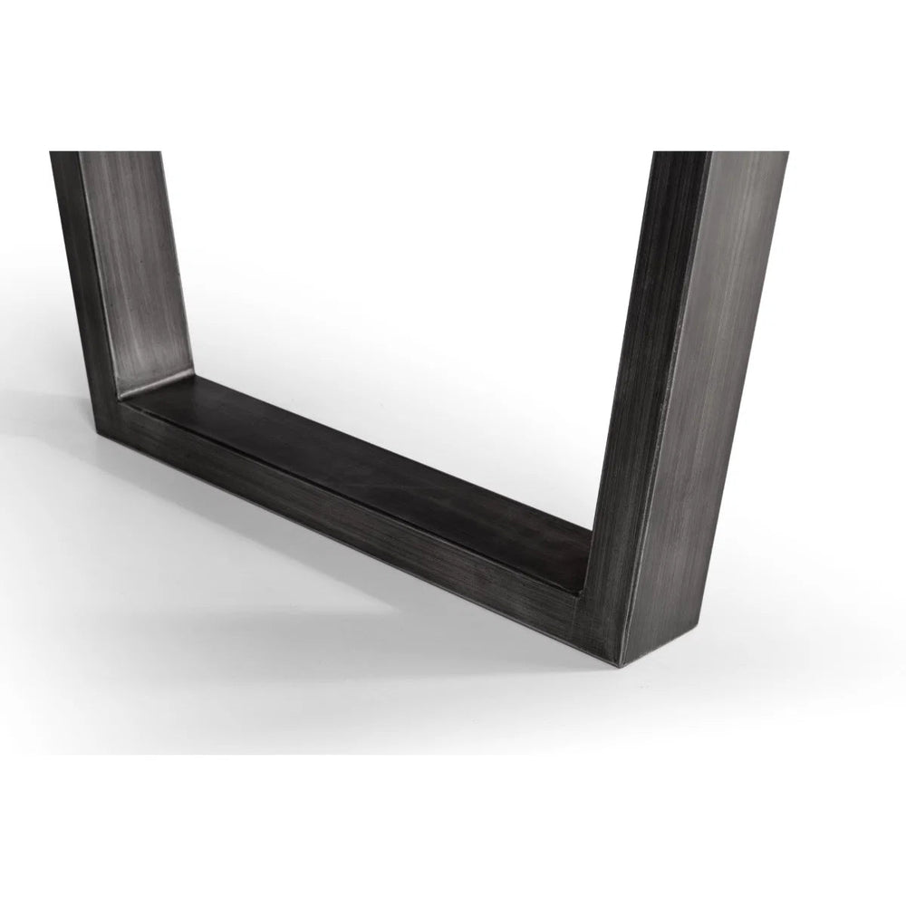 Julian Bowen Brooklyn Solid Oak Dining Table with Industrial Metal Trapeze Legs for 6 Seater Dining Room - Sleek Furniture