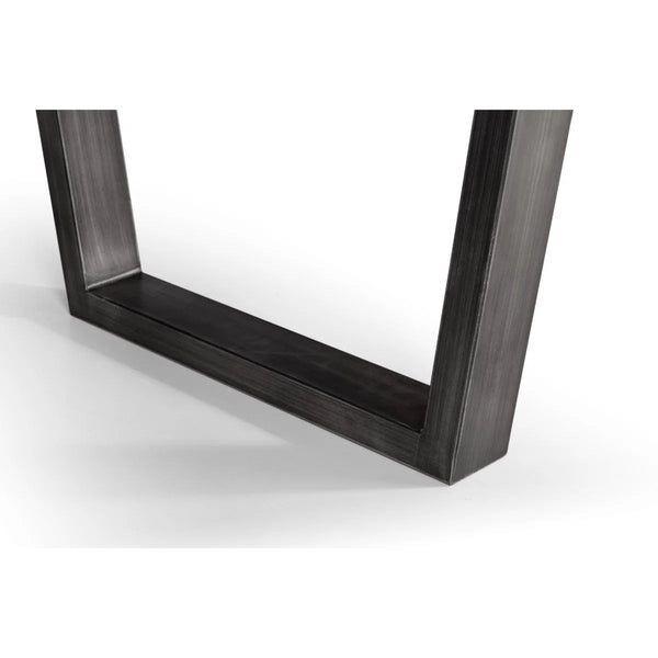 Julian Bowen Brooklyn Solid Oak Dining Table with Industrial Metal Trapeze Legs for 6 Seater Dining Room - Sleek Furniture