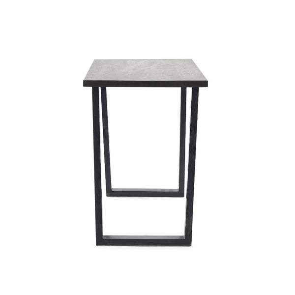 Julian Bowen Brooklyn Solid Oak Industrial Bar Table with Dark Oak Finish & Metal Trapeze Legs - Sleek Furniture