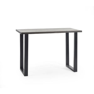 Julian Bowen Brooklyn Solid Oak Industrial Bar Table with Dark Oak Finish & Metal Trapeze Legs - Sleek Furniture
