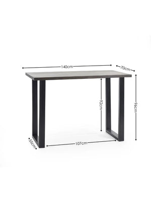 Julian Bowen Brooklyn Solid Oak Industrial Bar Table with Dark Oak Finish & Metal Trapeze Legs - Sleek Furniture
