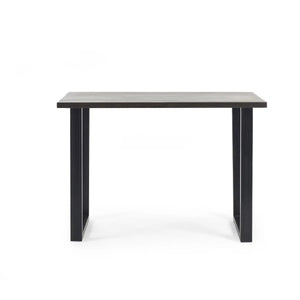 Julian Bowen Brooklyn Solid Oak Industrial Bar Table with Dark Oak Finish & Metal Trapeze Legs - Sleek Furniture