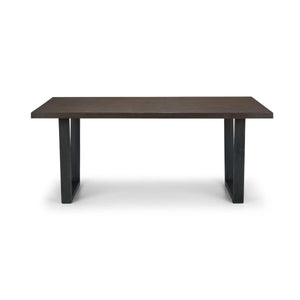 Julian Bowen Brooklyn Solid Oak Industrial Dining Table with Trapeze Metal Legs for 6 – Rustic Dark Oak Finish, 180cm - Sleek Furniture