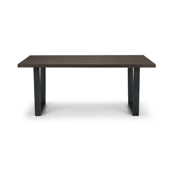 Julian Bowen Brooklyn Solid Oak Industrial Dining Table with Trapeze Metal Legs for 6 – Rustic Dark Oak Finish, 180cm - Sleek Furniture