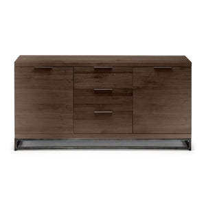 Julian Bowen Brooklyn Solid Oak Industrial Sideboard with 3 Drawers & 2 Door Storage – Dark Oak Finish - Sleek Furniture