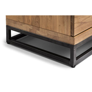 Julian Bowen Brooklyn Solid Oak Industrial TV Unit with 2 Cupboards & Open Media Shelf – Rustic Wooden Entertainment Stand with Metal Legs, 135 x 45 x 50 cm - Sleek Furniture