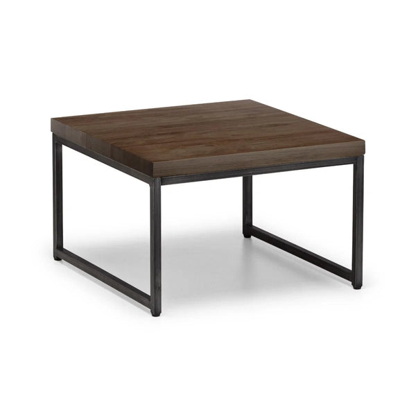 Julian Bowen Brooklyn Solid Oak Nesting Coffee Tables with Industrial Metal Legs – Rustic Dark Oak Space-Saving Living Room Table Set - Sleek Furniture