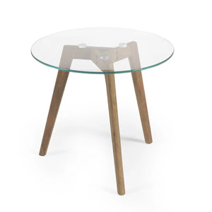 Julian Bowen Bryant Nest of 2 Round Glass Side Tables with Solid Oak Tripod Base - Sleek Furniture