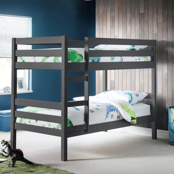 Julian Bowen Camden Anthracite Solid Pine Bunk Bed – Modern Space-Saving Twin Sleeper with Sturdy Ladder & Safety Rails - Sleek Furniture