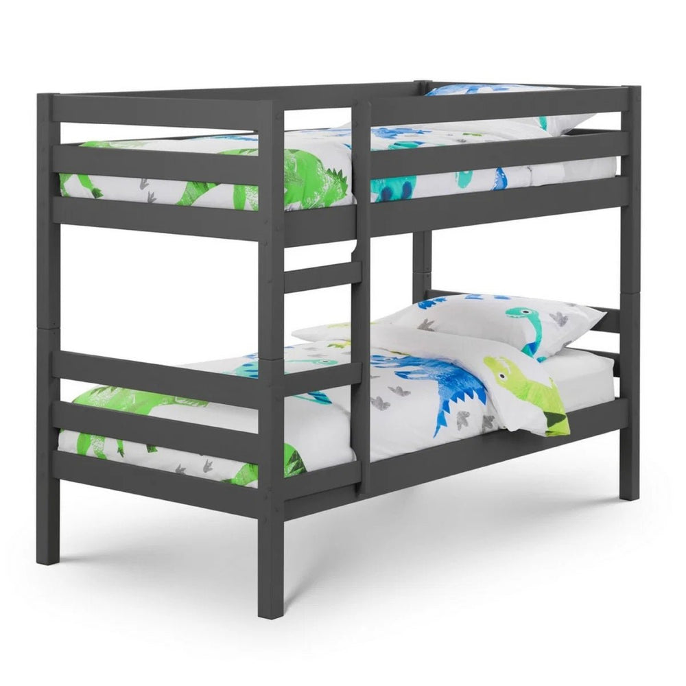 Julian Bowen Camden Anthracite Solid Pine Bunk Bed – Modern Space-Saving Twin Sleeper with Sturdy Ladder & Safety Rails - Sleek Furniture