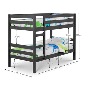 Julian Bowen Camden Anthracite Solid Pine Bunk Bed – Modern Space-Saving Twin Sleeper with Sturdy Ladder & Safety Rails - Sleek Furniture