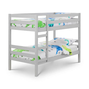 Julian Bowen Camden Dove Grey Solid Pine Wooden Bunk Bed with Safety Rails & Ladder | Space Saving Twin Sleeper for Kids & Guest Rooms - Sleek Furniture