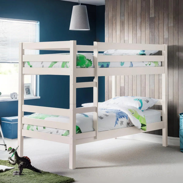 Julian Bowen Camden Surf White Solid Pine Bunk Bed – Modern Space-Saving Wooden Twin Sleeper Bed for Children's & Guest Bedrooms - Sleek Furniture
