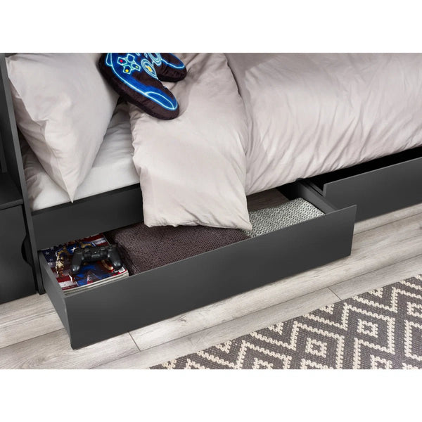 Julian Bowen Camelot Anthracite Wooden Storage Bunk Bed with Staircase and Built-In Drawers - Sleek Furniture