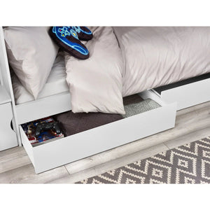 Julian Bowen Camelot White Wooden Bunk Bed with Storage Stairs & Integrated Drawers - Sleek Furniture