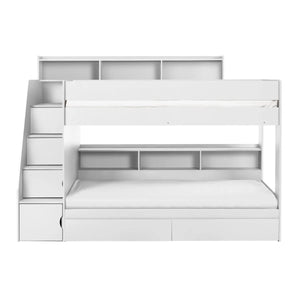 Julian Bowen Camelot White Wooden Bunk Bed with Storage Stairs & Integrated Drawers - Sleek Furniture
