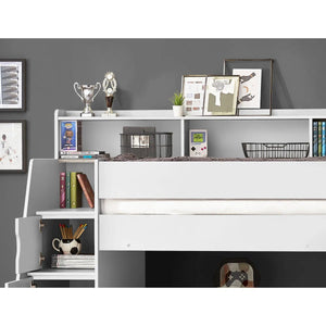 Julian Bowen Camelot White Wooden Bunk Bed with Storage Stairs & Integrated Drawers - Sleek Furniture