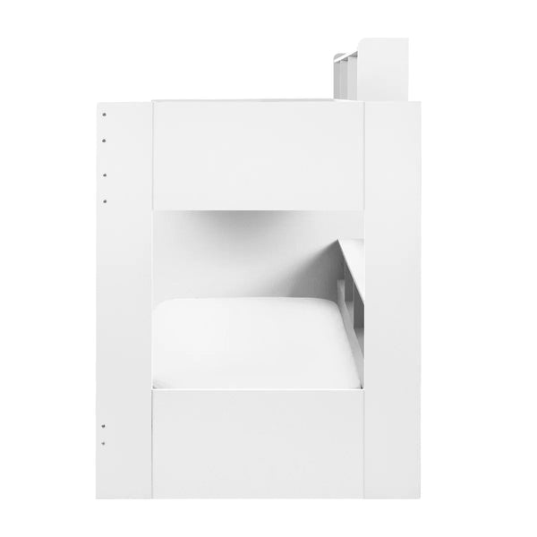 Julian Bowen Camelot White Wooden Bunk Bed with Storage Stairs & Integrated Drawers - Sleek Furniture