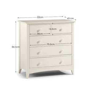 Julian Bowen Cameo 3+2 Chest of Drawers – Stone White Wooden Bedroom Storage Cabinet with 3 Large & 2 Small Drawers, Shaker Style - Sleek Furniture