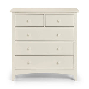 Julian Bowen Cameo 3+2 Chest of Drawers – Stone White Wooden Bedroom Storage Cabinet with 3 Large & 2 Small Drawers, Shaker Style - Sleek Furniture