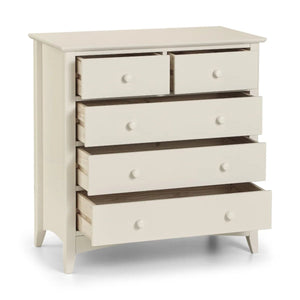 Julian Bowen Cameo 3+2 Chest of Drawers – Stone White Wooden Bedroom Storage Cabinet with 3 Large & 2 Small Drawers, Shaker Style - Sleek Furniture